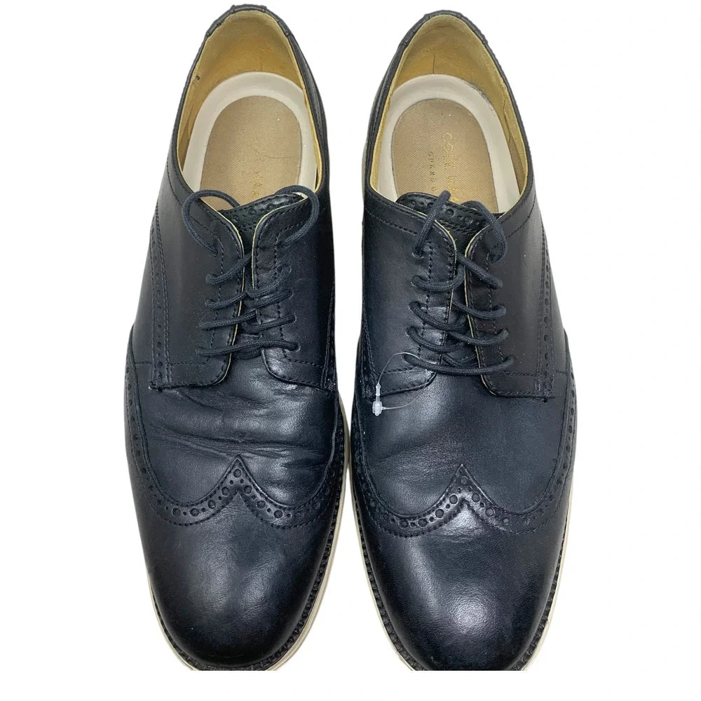 Cole Haan Grand OS Black Leather Wingtip Brogue Oxfords Mens Sz 12 Shoes C24089